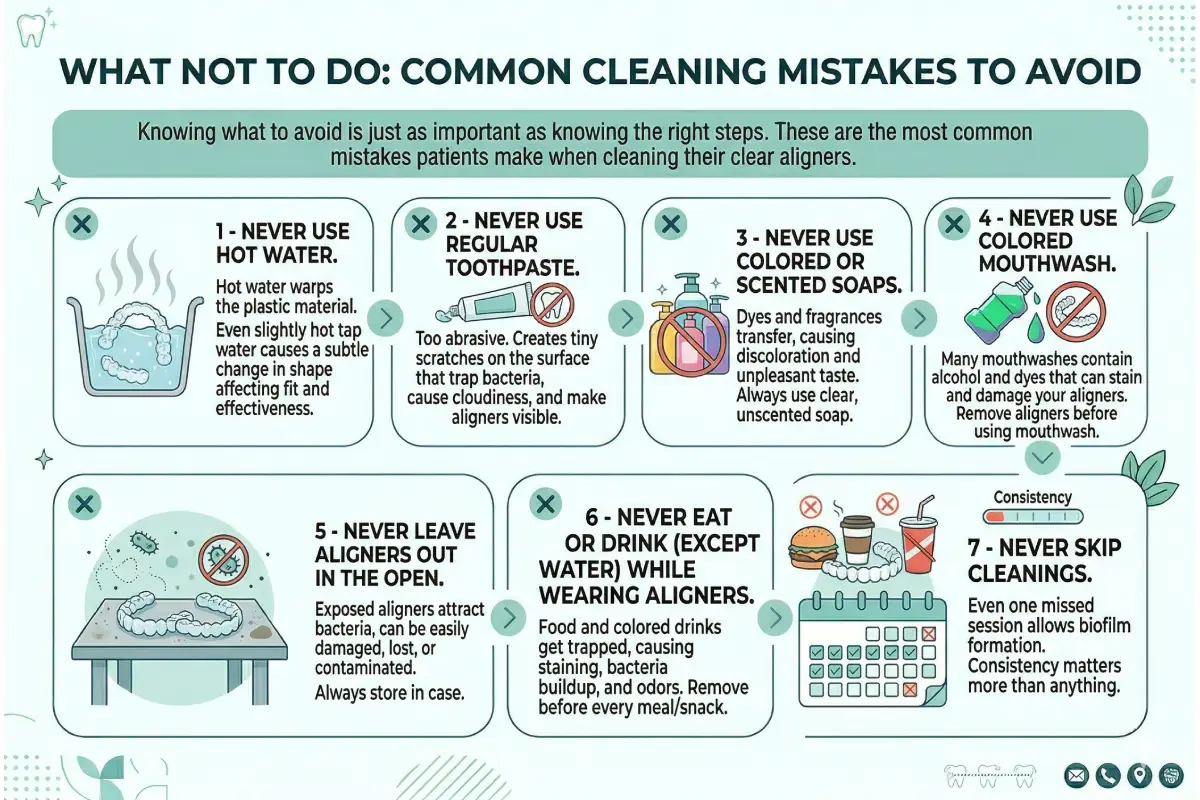 Illustration of Common Mistake in Cleaning Clear Aligner